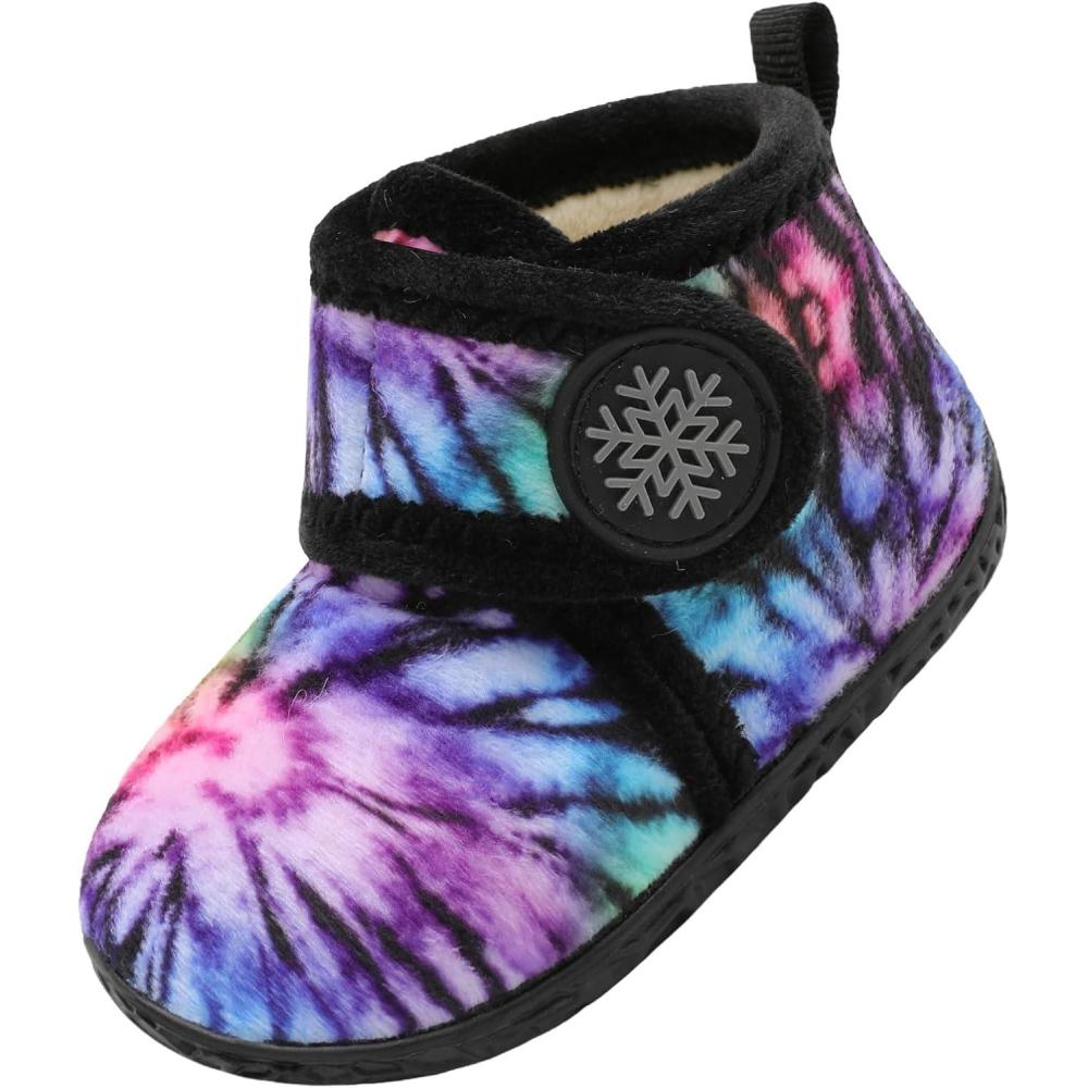 imageLeIsfIt Toddler Slippers Boys Girls House Slippers Kids Winter Boots Warm Lightweight House Shoes Nonslip Indoor Slipper ShoesCblackcolor