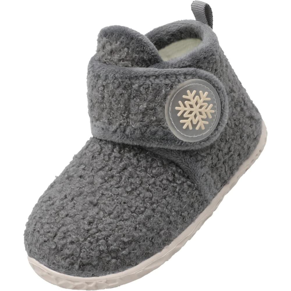 imageLeIsfIt Toddler Slippers Boys Girls House Slippers Kids Winter Boots Warm Lightweight House Shoes Nonslip Indoor Slipper ShoesCdarkgrey