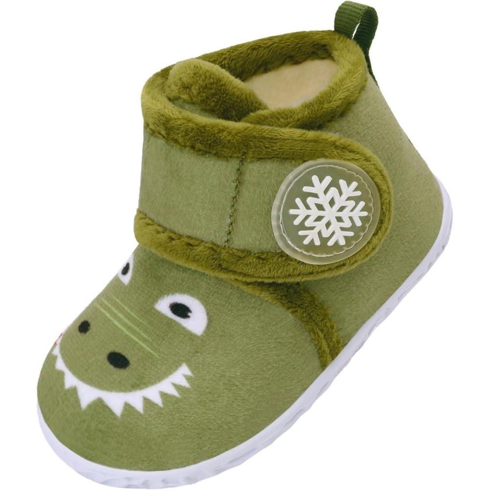 imageLeIsfIt Toddler Slippers Boys Girls House Slippers Kids Winter Boots Warm Lightweight House Shoes Nonslip Indoor Slipper ShoesCgreen Dinosaur