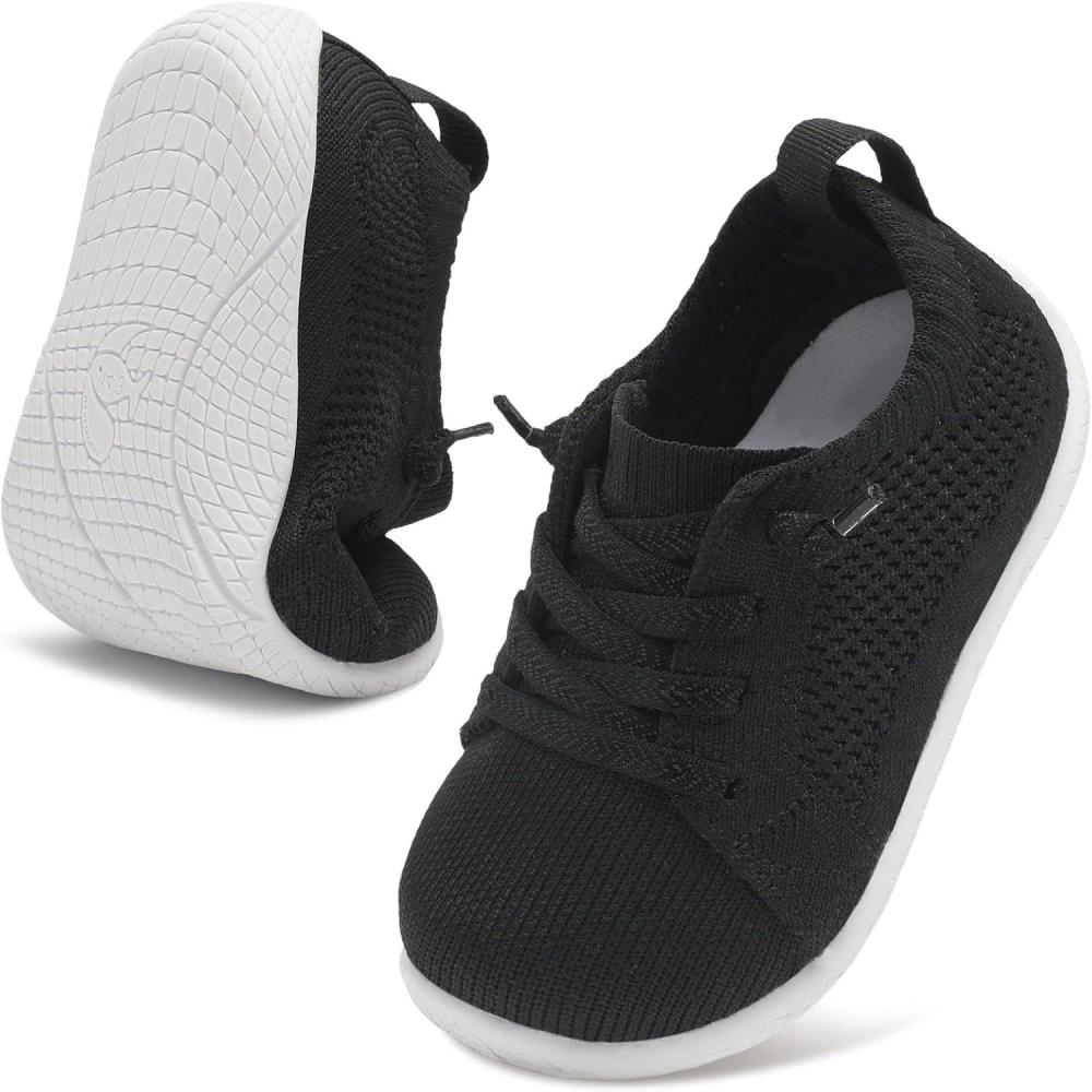 imageLeIsfIt Toddler Walking Shoes Boys Girls SlipOn Barefoot Shoes Kids Breathable Sneakers NonSlip Lightweight Tennis ShoeBlack