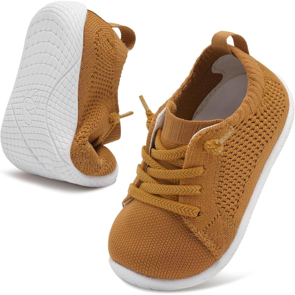 imageLeIsfIt Toddler Walking Shoes Boys Girls SlipOn Barefoot Shoes Kids Breathable Sneakers NonSlip Lightweight Tennis ShoeBrown
