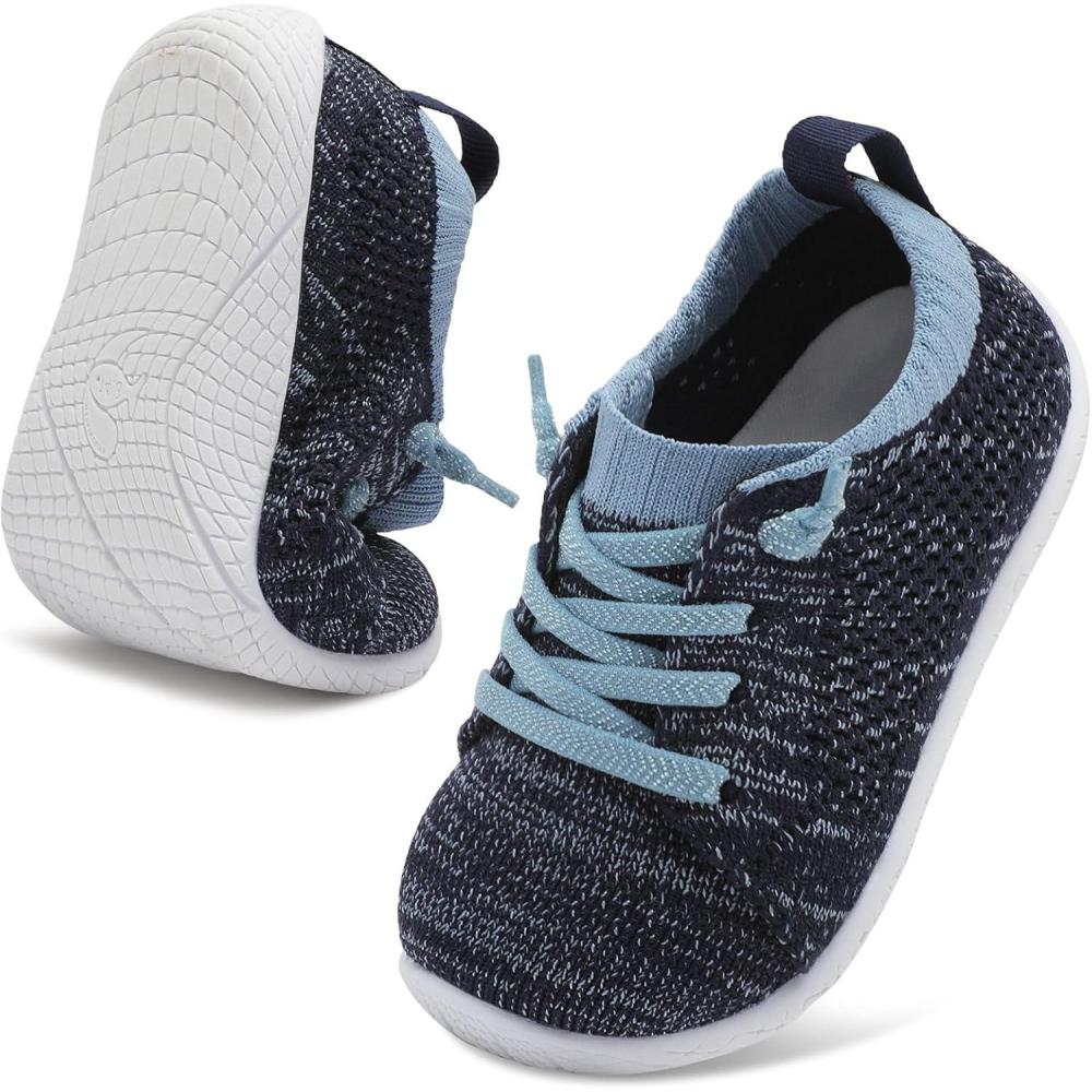 imageLeIsfIt Toddler Walking Shoes Boys Girls SlipOn Barefoot Shoes Kids Breathable Sneakers NonSlip Lightweight Tennis ShoeNavy Blue