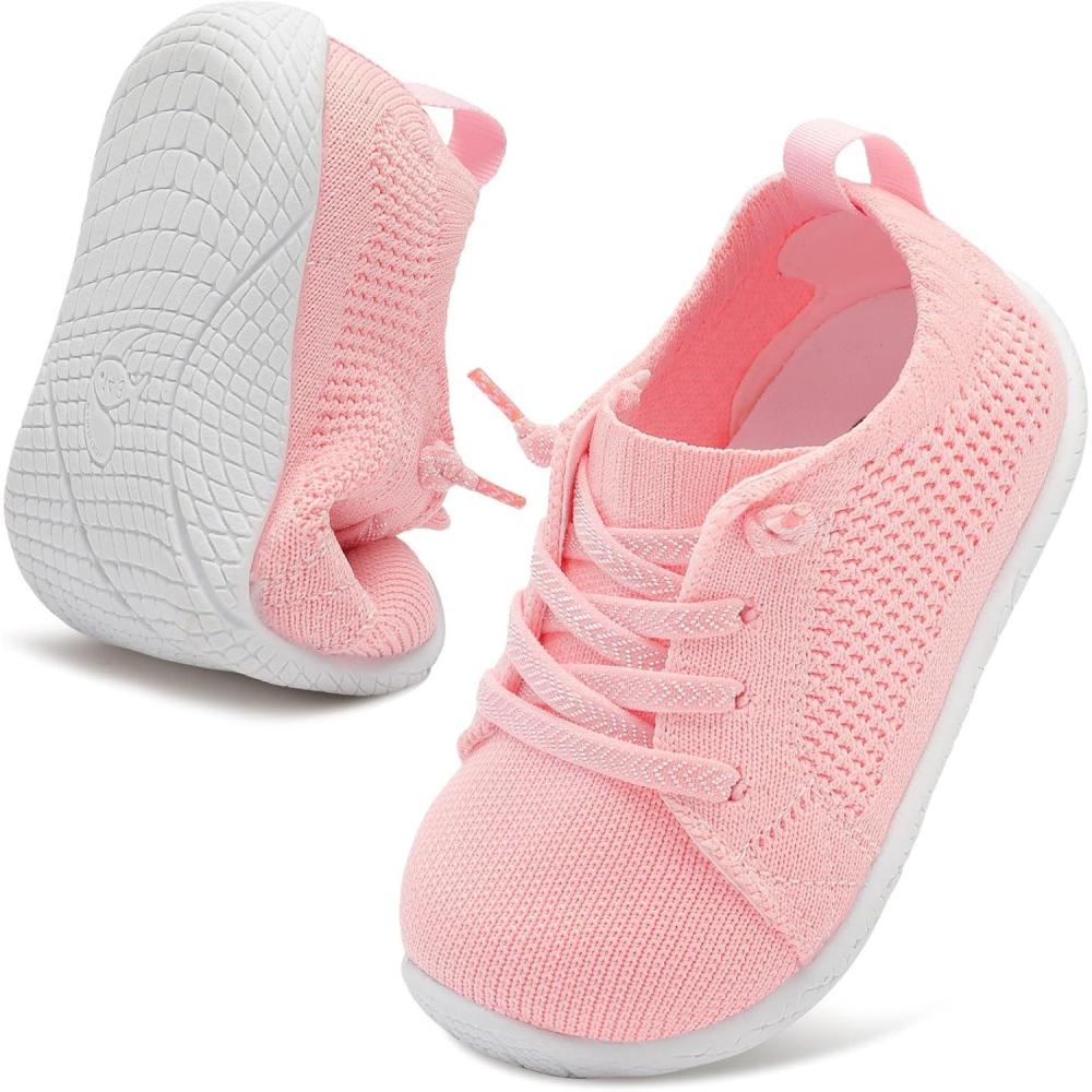 imageLeIsfIt Toddler Walking Shoes Boys Girls SlipOn Barefoot Shoes Kids Breathable Sneakers NonSlip Lightweight Tennis ShoePink