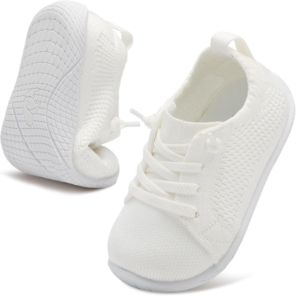 imageLeIsfIt Toddler Walking Shoes Boys Girls SlipOn Barefoot Shoes Kids Breathable Sneakers NonSlip Lightweight Tennis ShoeWhite