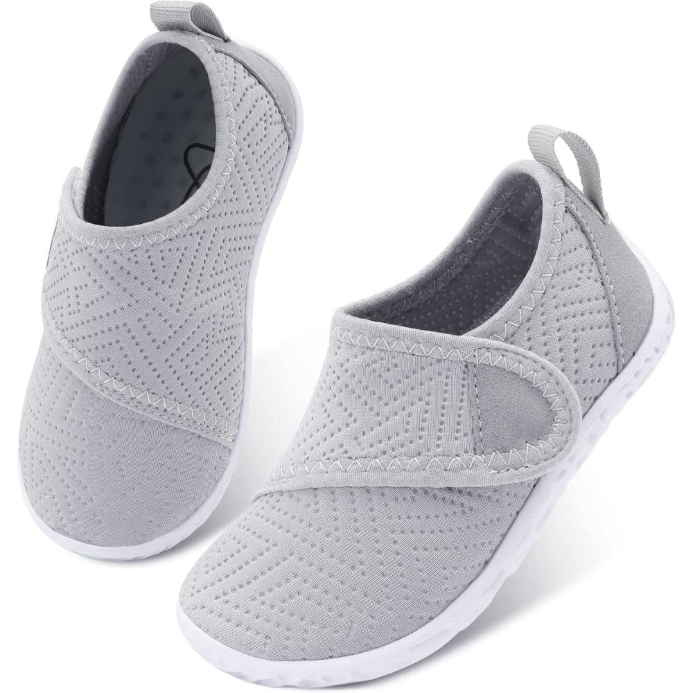 imageLeIsfIt Toddler Water Shoes Boys Girls Aqua Socks Kids Breathable Swim Shoes NonSlip Barefoot Beach ShoesA Grey