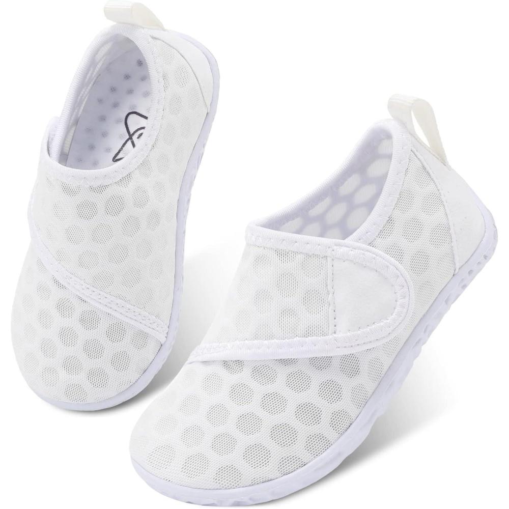 imageLeIsfIt Toddler Water Shoes Boys Girls Aqua Socks Kids Breathable Swim Shoes NonSlip Barefoot Beach ShoesA White