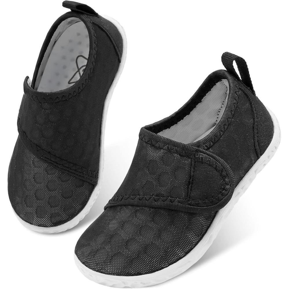 imageLeIsfIt Toddler Water Shoes Boys Girls Aqua Socks Kids Breathable Swim Shoes NonSlip Barefoot Beach ShoesBlack