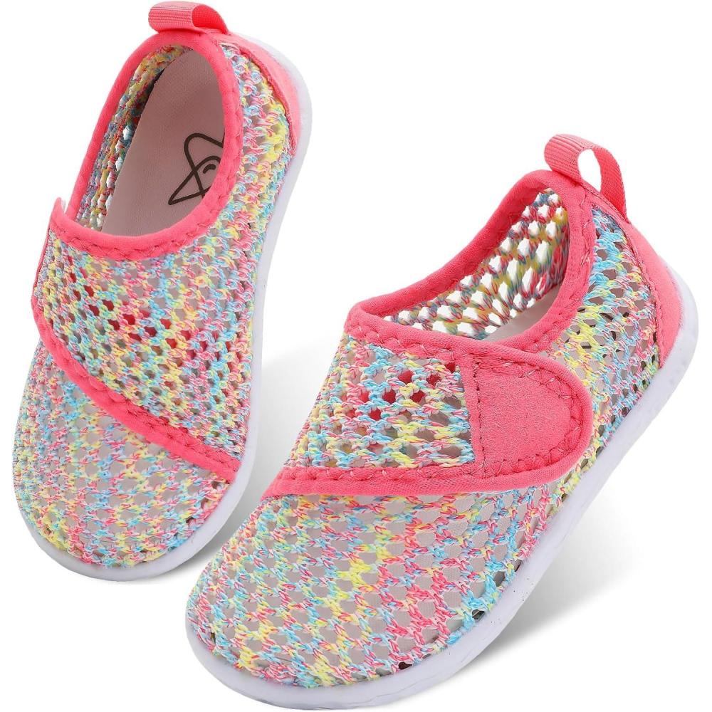 imageLeIsfIt Toddler Water Shoes Boys Girls Aqua Socks Kids Breathable Swim Shoes NonSlip Barefoot Beach ShoesColorfulKnit