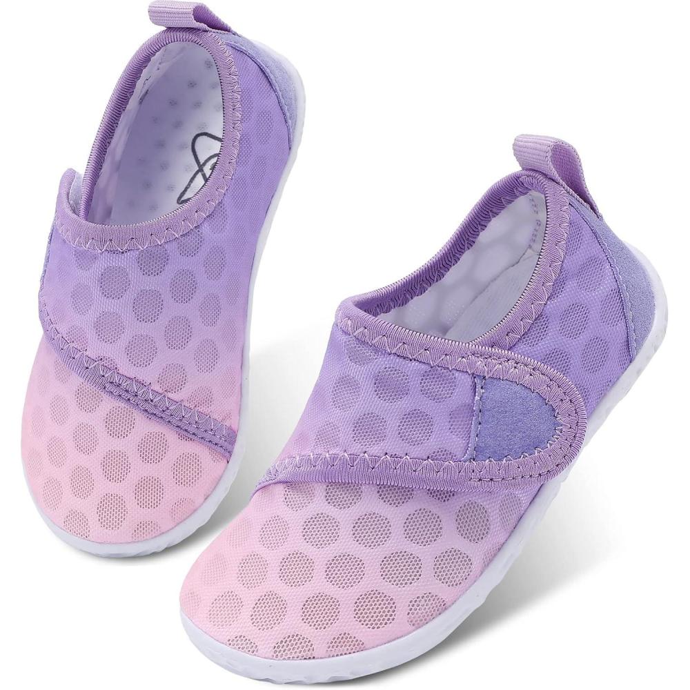 imageLeIsfIt Toddler Water Shoes Boys Girls Aqua Socks Kids Breathable Swim Shoes NonSlip Barefoot Beach ShoesGradientpurple