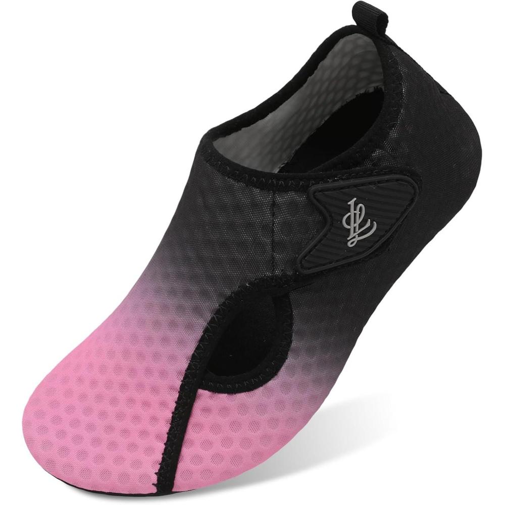 imageLeIsfIt Water Shoes for Women Men Wide Swim Beach Barefoot Shoes Quick Dry Aqua Socks for Pool Diving Boating River Yoga Lake SurfBlack Pink