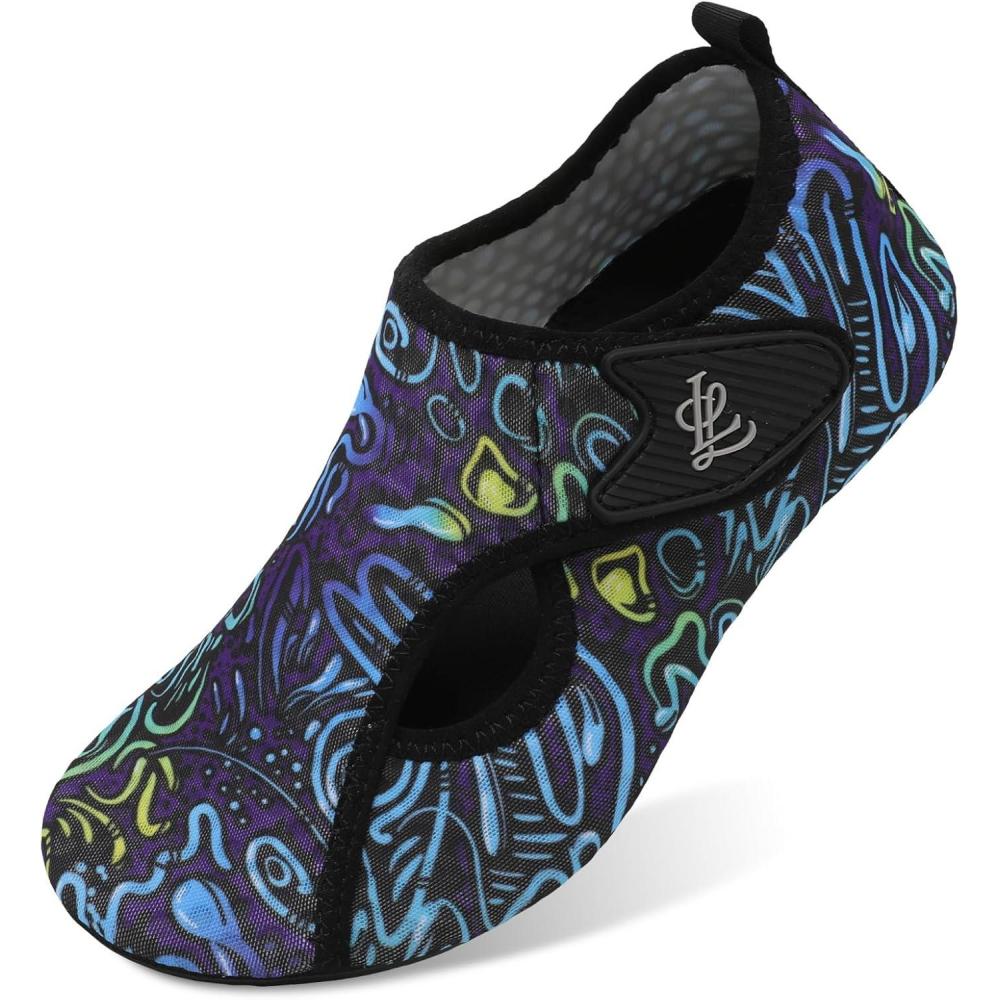 imageLeIsfIt Water Shoes for Women Men Wide Swim Beach Barefoot Shoes Quick Dry Aqua Socks for Pool Diving Boating River Yoga Lake SurfBlue Wave