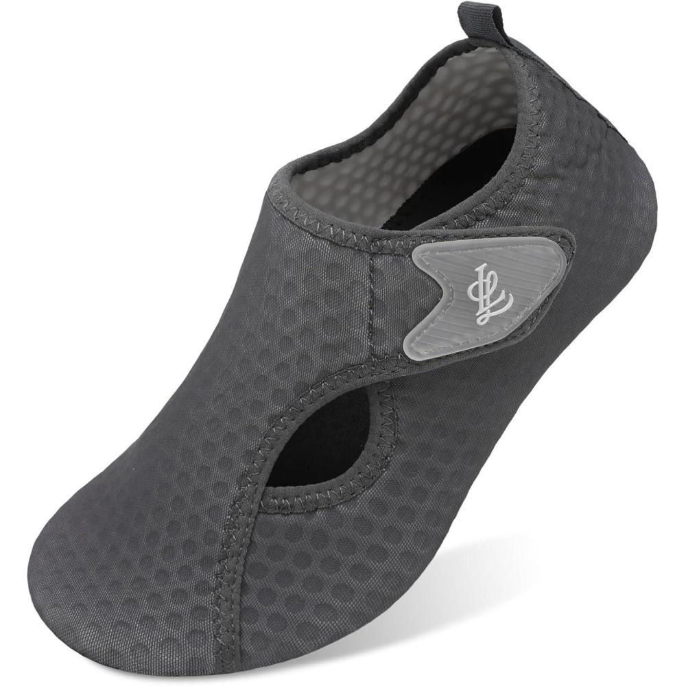 imageLeIsfIt Water Shoes for Women Men Wide Swim Beach Barefoot Shoes Quick Dry Aqua Socks for Pool Diving Boating River Yoga Lake SurfDark Grey