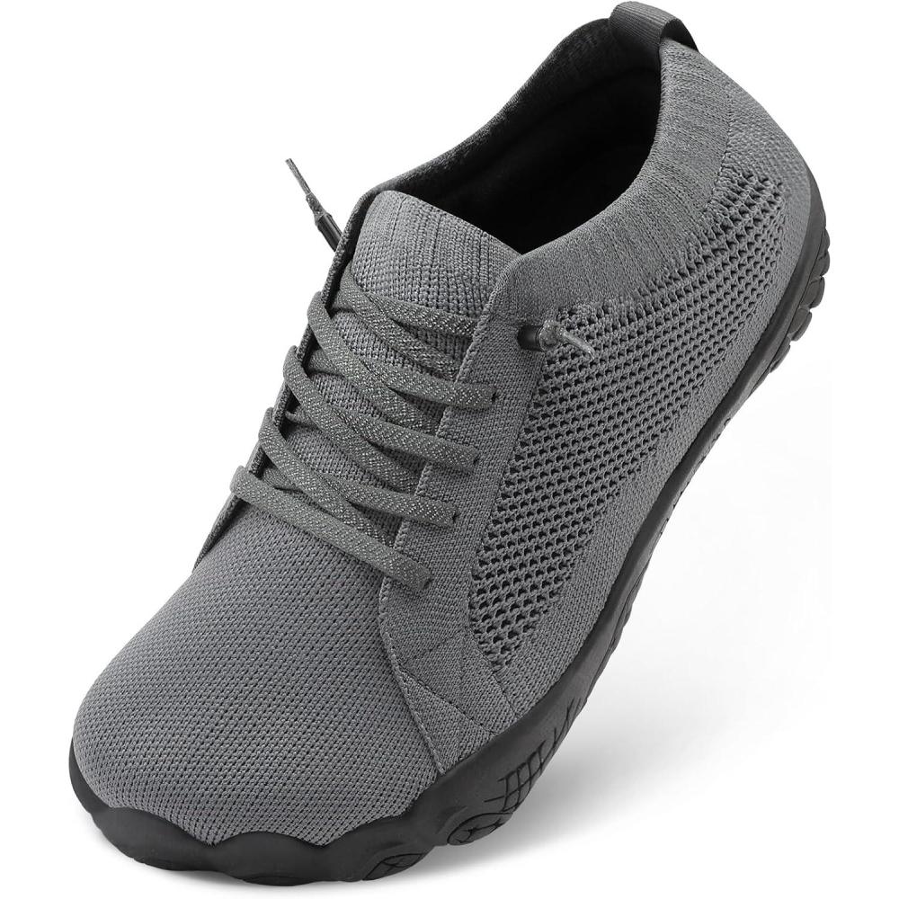 imageLeIsfIt Womens Barefoot Shoes SlipOn Sneakers Wide Toe Box Minimalist Shoes for Walking Hiking Trail RunningDarkgrey