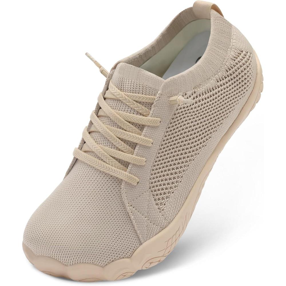 imageLeIsfIt Womens Barefoot Shoes SlipOn Sneakers Wide Toe Box Minimalist Shoes for Walking Hiking Trail RunningTaupe
