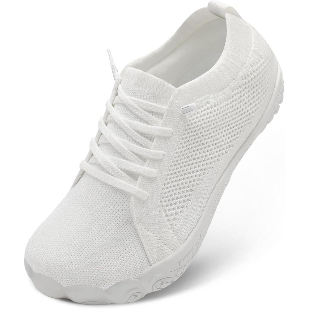 imageLeIsfIt Womens Barefoot Shoes SlipOn Sneakers Wide Toe Box Minimalist Shoes for Walking Hiking Trail RunningWhite