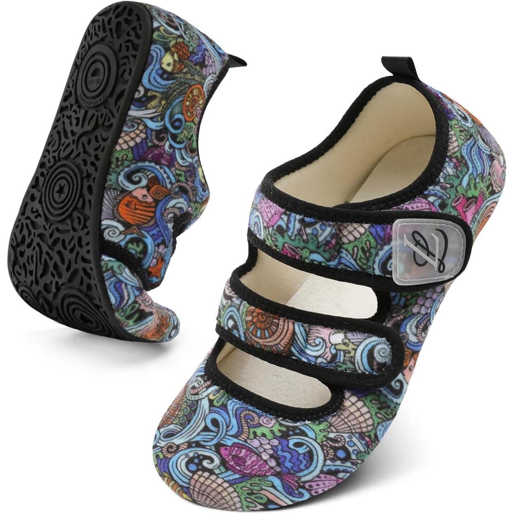 imageLeIsfIt Womens Slippers Adjustable Diabetic Slippers Wide Soft Arthritis Edema House Shoes Warm Fuzzy Slipper Socks with Rubber SoleMutileaf