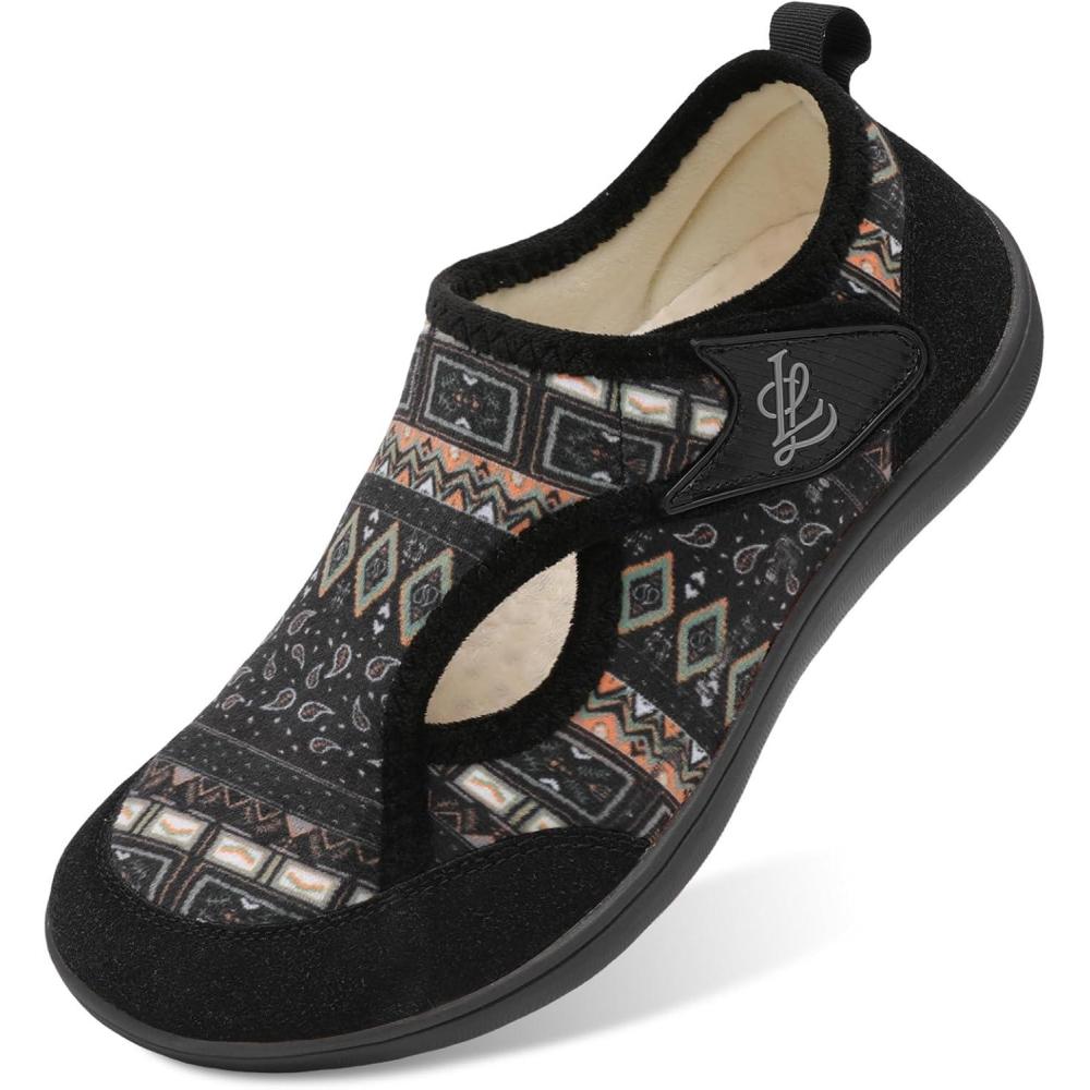 imageLeIsfIt Womens Slippers Wide Diabetic Shoes Adjustable Arthritis Edema House Shoes Indoor Outdoor SlippersBohemian