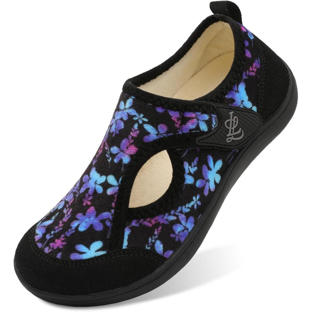 imageLeIsfIt Womens Slippers Wide Diabetic Shoes Adjustable Arthritis Edema House Shoes Indoor Outdoor SlippersButterfly