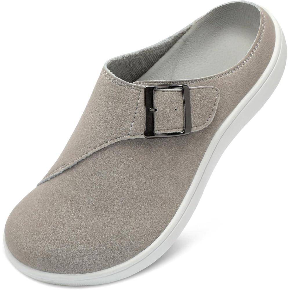 imageLeIsfIt Womens Wide Clogs Adjustable Diabetic Mules Slip on Clog Slippers for Swollen Edema Feet Wide Width Mules Potato ShoesGrey