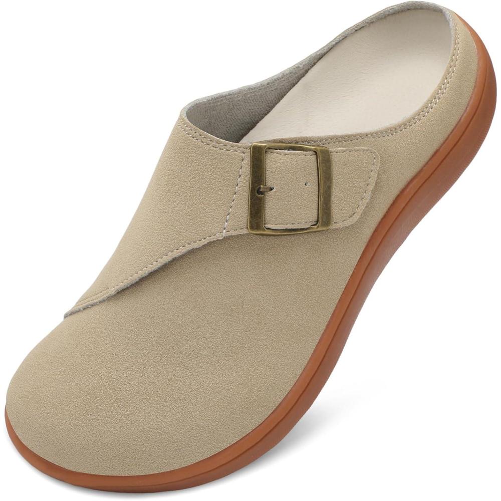 imageLeIsfIt Womens Wide Clogs Adjustable Diabetic Mules Slip on Clog Slippers for Swollen Edema Feet Wide Width Mules Potato ShoesTaupe