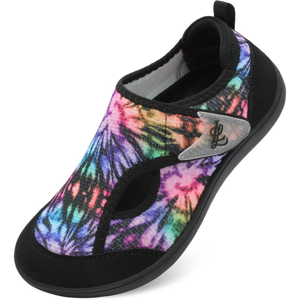 imageLeIsfIt Womens Wide Diabetic Shoes Adjustable Barefoot Walking Shoes Breathable Zero Drop Sneakers for Wide Width Arthritis Edema FeetMultiblack