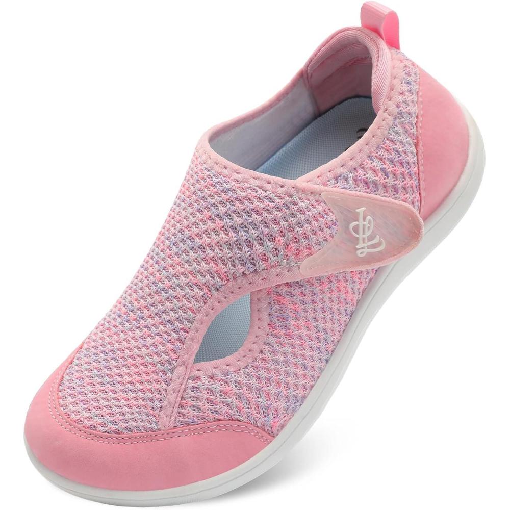 imageLeIsfIt Womens Wide Diabetic Shoes Adjustable Barefoot Walking Shoes Breathable Zero Drop Sneakers for Wide Width Arthritis Edema FeetPink