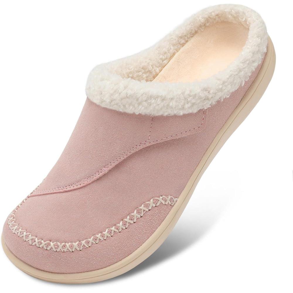 imageLeIsfIt Womens Wide Slippers Adjustable Diabetic Slippers Warm Cozy Slip on House Slipper Nonslip Memory Foam Winter House Shoes Indoor OutdoorBpink