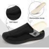 LeIsfIt Mens Slippers Wide Diabetic House Slippers Adjustable Slip On Warm Bedroom House Shoes for Edema Swollen Feet Indoor Outdoor Slipper(Black)
