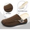 LeIsfIt Mens Slippers Wide Diabetic House Slippers Adjustable Slip On Warm Bedroom House Shoes for Edema Swollen Feet Indoor Outdoor Slipper(Chocolate)