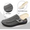 LeIsfIt Mens Slippers Wide Diabetic House Slippers Adjustable Slip On Warm Bedroom House Shoes for Edema Swollen Feet Indoor Outdoor Slipper(Darkgrey)