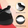 LeIsfIt Mens Slippers Wide House Shoes Adjustable Diabetic Shoes Non-slip Arthritis Swollen House Slippers Indoor Outdoor Slipper Shoe(D-black Pattern)
