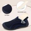 LeIsfIt Mens Slippers Wide House Shoes Adjustable Diabetic Slippers Warm Soft House Slipper for Swollen Edema Feet Indoor Outdoor Warm Shoes(Navy)