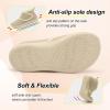 LeIsfIt Slipper Boots for Women Wide Warm House Shoes Non-slip Diabetic Winter Shoes Adjustable Bootie Slippers for Indoor & Outdoor(Beige)
