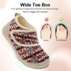 LeIsfIt Slipper Boots for Women Wide Warm House Shoes Non-slip Diabetic Winter Shoes Adjustable Bootie Slippers for Indoor & Outdoor(Brownbohemian)