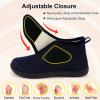 LeIsfIt Slipper Boots for Women Wide Warm House Shoes Non-slip Diabetic Winter Shoes Adjustable Bootie Slippers for Indoor & Outdoor(Navyblue)