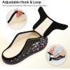LeIsfIt Slippers for Women Extra Wide House Slippers Elderly Slip on House Shoes Non-Slip Indoor Outdoor Slipper Adjustable for Diabetic Swollen Feet(Blackflower)