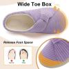 LeIsfIt Slippers for Women Wide Memory Foam House Slippers Corduroy Slip on Bedroom Slipper Non-slip Warm House Shoes Indoor and Outdoor(Purple)