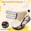 LeIsfIt Toddler Boots Girls Boys Warm Winter Boots Cozy Plush Lining Winter Shoes Indoor Outdoor Faux Fur Booties(Blackpattern)