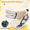 LeIsfIt Toddler Boots Girls Boys Warm Winter Boots Cozy Plush Lining Winter Shoes Indoor Outdoor Faux Fur Booties(Bluedinosaur)