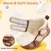 LeIsfIt Toddler Boots Girls Boys Warm Winter Boots Cozy Plush Lining Winter Shoes Indoor Outdoor Faux Fur Booties(Brownpattern)