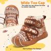 LeIsfIt Toddler Boots Girls Boys Warm Winter Boots Cozy Plush Lining Winter Shoes Indoor Outdoor Faux Fur Booties(Brownpattern)