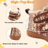 LeIsfIt Toddler Boots Girls Boys Warm Winter Boots Cozy Plush Lining Winter Shoes Indoor Outdoor Faux Fur Booties(Brownpattern)