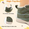 LeIsfIt Toddler Boots Girls Boys Warm Winter Boots Cozy Plush Lining Winter Shoes Indoor Outdoor Faux Fur Booties(Green)