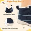 LeIsfIt Toddler Boots Girls Boys Warm Winter Boots Cozy Plush Lining Winter Shoes Indoor Outdoor Faux Fur Booties(Navy)