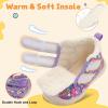 LeIsfIt Toddler Boots Girls Boys Warm Winter Boots Cozy Plush Lining Winter Shoes Indoor Outdoor Faux Fur Booties(Purplepattern)