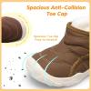 LeIsfIt Toddler Boots Girls Boys Wide Winter Boots Cozy Fleece Winter Shoes Indoor Outdoor Warm Shoes(Brown)