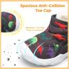 LeIsfIt Toddler Boots Girls Boys Wide Winter Boots Cozy Fleece Winter Shoes Indoor Outdoor Warm Shoes(Gery/Dinosaur)
