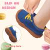 LeIsfIt Toddler Shoes Girls Boys Wide Barefoot Shoes Kids Breathable Sneakers Slip on Tennis Shoe Lightweight Sneakers(Bluebrown)