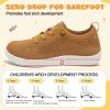 LeIsfIt Toddler Shoes Girls Boys Wide Shoes Kids Zero Drop Minimalist Sneakers Barefoot Slip on Tennis Sneakers(Brown)