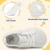 LeIsfIt Toddler Shoes Girls Boys Wide Shoes Kids Zero Drop Minimalist Sneakers Barefoot Slip on Tennis Sneakers(White)